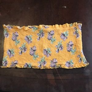 Yellow floral tube top -cropped